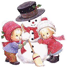 muñeco de nieve y niños