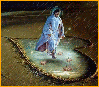 Jesús caminando en el agua