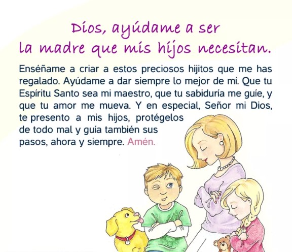 madre orando con sus hijos