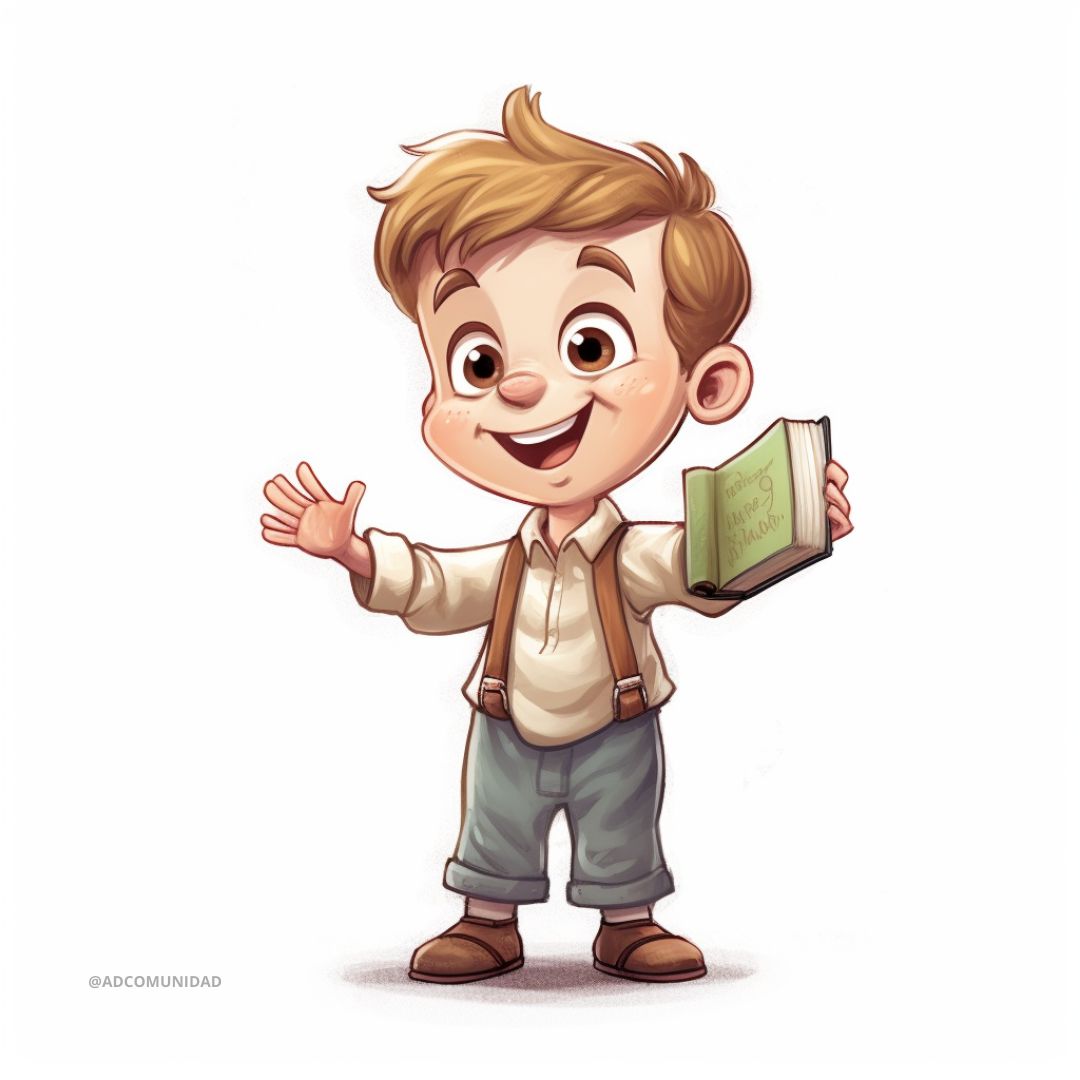 niño con biblia caricatura