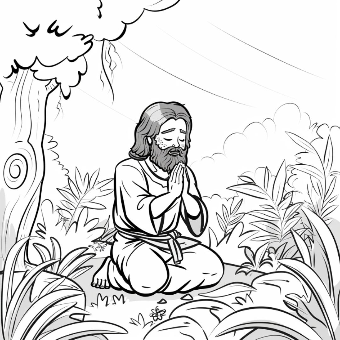 dibujo de jesus orando