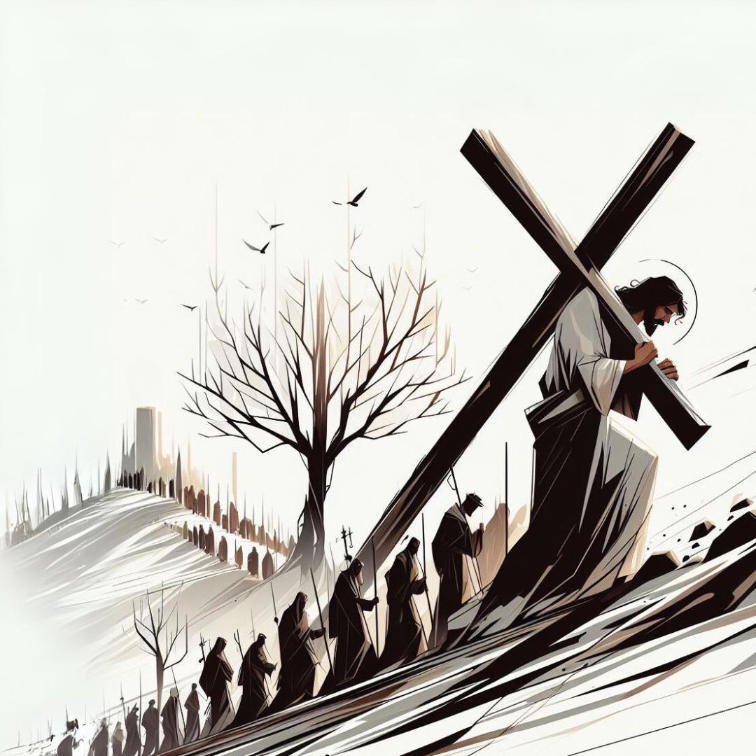 imagen animada de jesus cargando la cruz