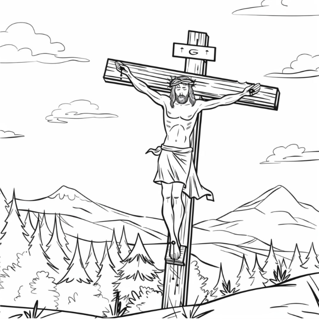 dibujo de jesús en la cruz
